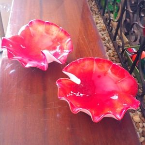 2 Vintage Folded Glass Bowls